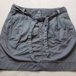 LOFT Womens Gray Belted Twist Tie Waist Skirt Zipper Button Front Closure Sz 0